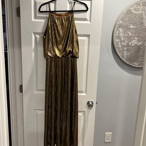 Grecian gold maxi dress with umpire waist